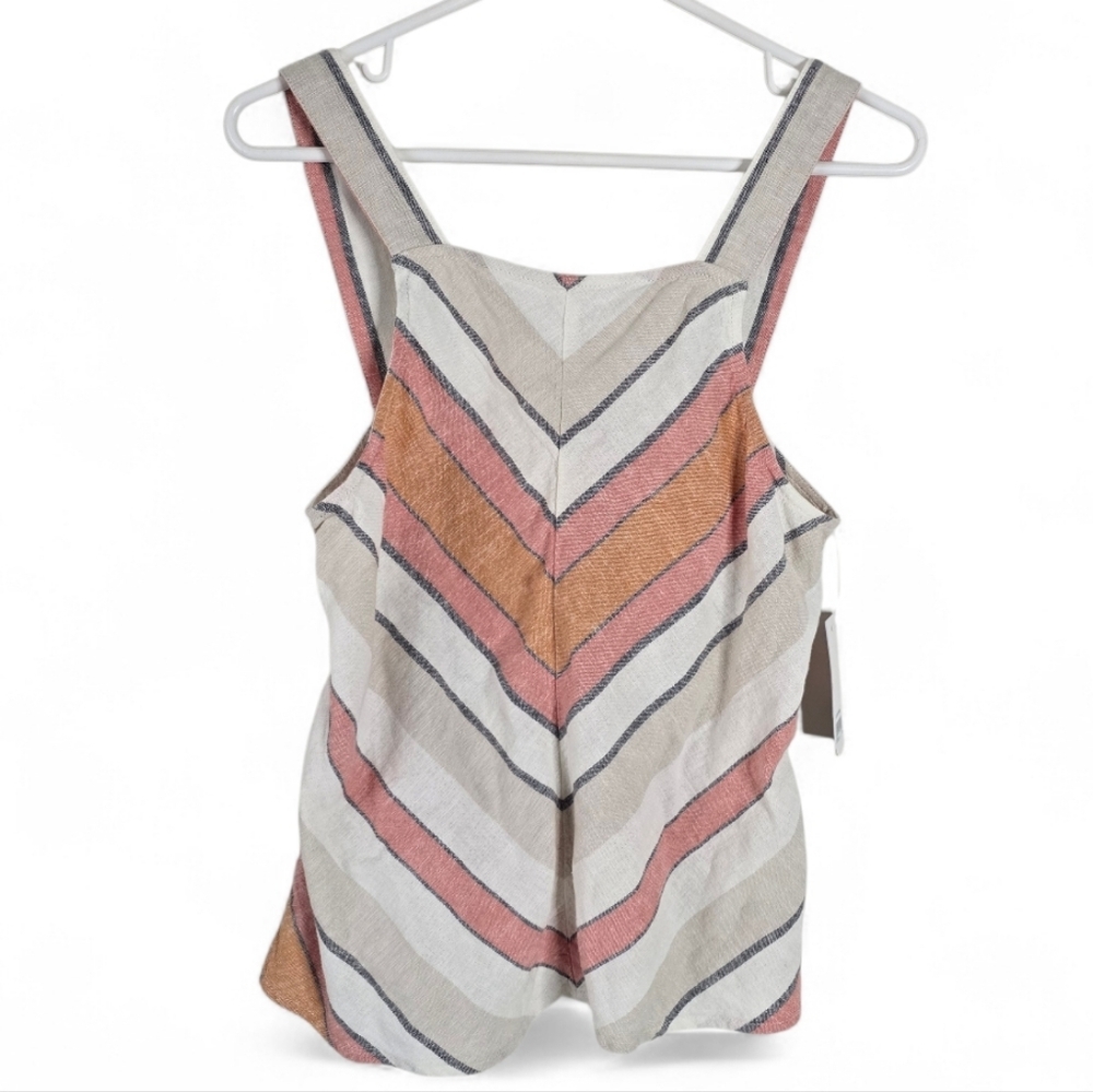 NWT BP. Nordstrom Ivy 70s Vertical Stripe Linen Blend Tank Top XS Neutral Boho